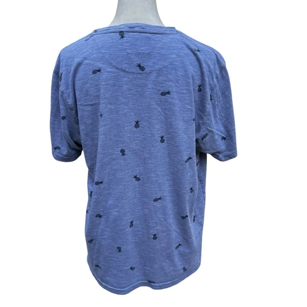 Denim & Flower Ricky Singh XL Blue Short Sleeve Shirt Pineapple Buttons